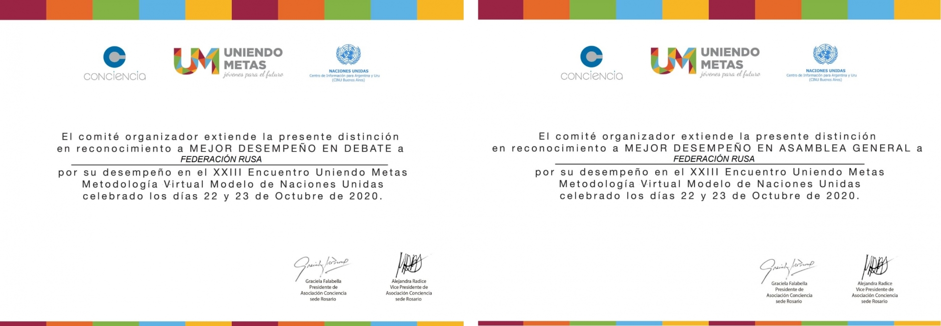 Distinci贸n en Reconocimiento Modelo Naciones Unidas